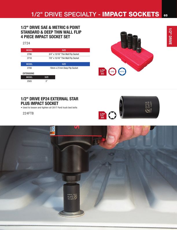 SUNEX Tools Impact Sockets 1/2" Drive Specialty Socket Sets 2023