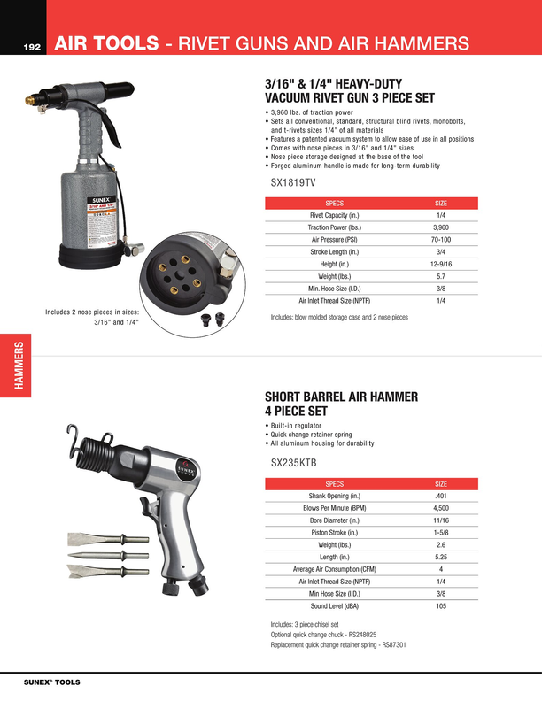 SUNEX Tools Air Tools Rivet Guns and Air Hammers 2023 SUNEX Tools