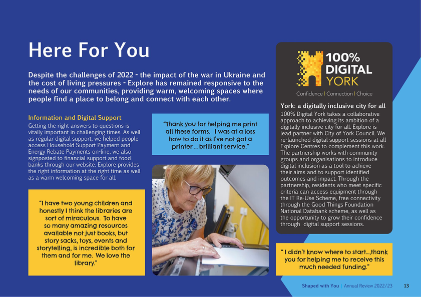 Explore York Libraries and Archives Annual Review 2022 Report Page 13